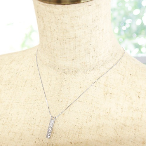 18金 ネックレス ダイヤモンド ラインネックレス 0.7ct k18 18k イエロー ピンク ホワイトゴールド バー 棒 ペンダント チェーン