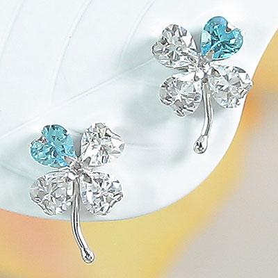 ピアス キュービック K14ホワイトゴールド 四葉のクローバー レディース ジュエリー アクセサリー プレゼント ギフト 人気 おすすめ 送料無料