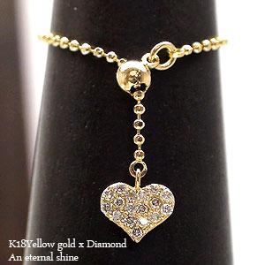 ピンキーリング k18 ハート チェーンリング 18金 18k k18 イエロー ピンク ホワイトゴールド チャーム クサリ カットボール 指輪