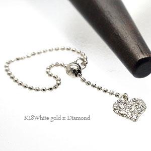 ピンキーリング k18 ハート チェーンリング 18金 18k k18 イエロー ピンク ホワイトゴールド チャーム クサリ カットボール 指輪