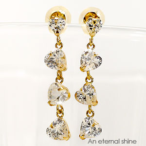 ピアス ハート ロングピアス キュービックジルコニア k18イエローゴールド レディース ジュエリー アクセサリー プレゼント ギフト 人気