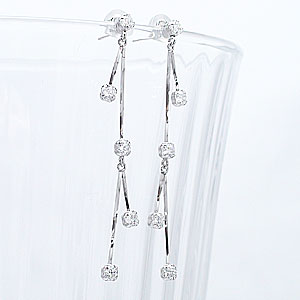 キュービックジルコニア ロングピアス K14ホワイトゴールド レディース ジュエリー アクセサリー プレゼント ギフト 人気 おすすめ 送料無料