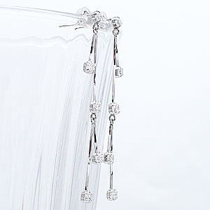 キュービックジルコニア ロングピアス K14ホワイトゴールド