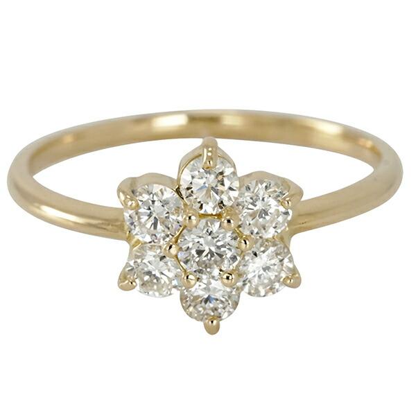 リング 指輪 ダイヤモンド フラワー 18金 イエロー ピンク ホワイト