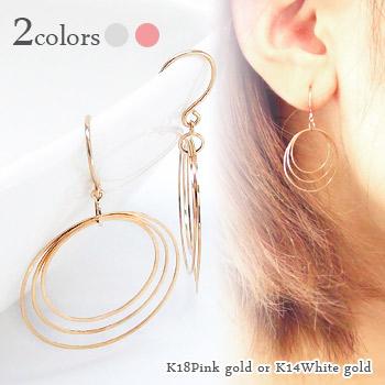 K18 18k 18金　ピアス K14 フックピアス　リング　ホワイト　ピンク K18 18k 18金 ピアス K14 フックピアス リング ホワイト ピンク