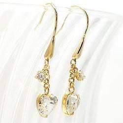 ピアス ハート キュービックジルコニア k18 フック シリコンキャッチ付 レディース ジュエリー アクセサリー プレゼント ギフト 人気 おすすめ