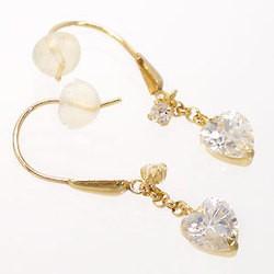 ピアス ハート キュービックジルコニア k18 フック シリコンキャッチ付 レディース ジュエリー アクセサリー プレゼント ギフト 人気 おすすめ