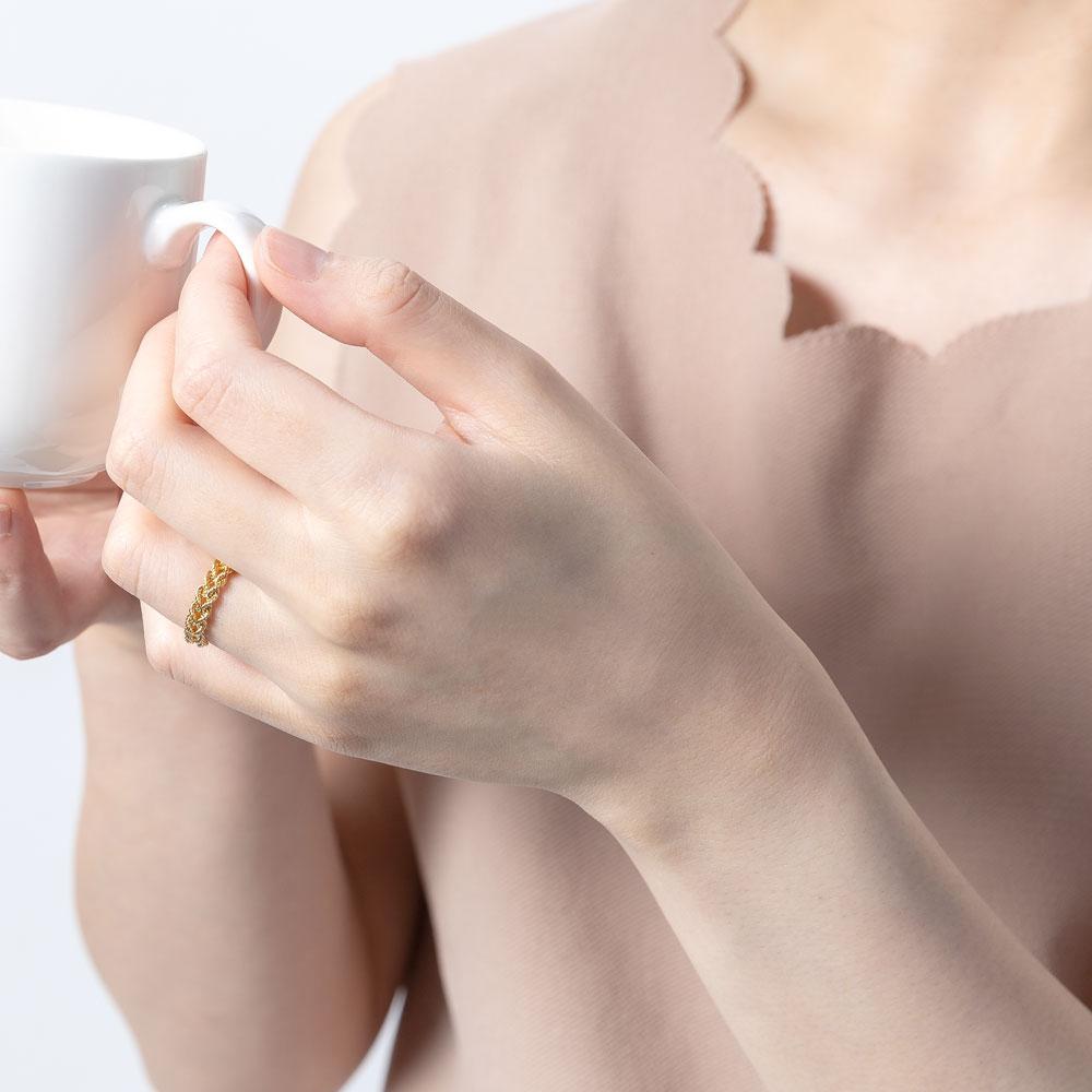 ピンキーリング チェーンリング クォーレ 18金 18k k18 イエロー