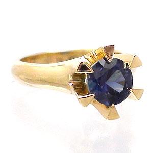 ベビーリング サファイア 9月誕生石 18金 18k k18 イエロー