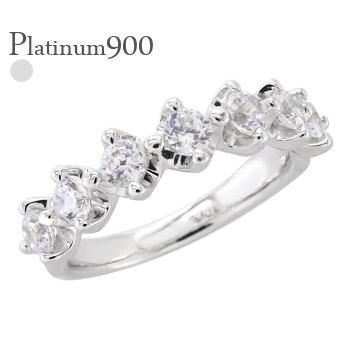 ハーフエタニティリング エタニティリング プラチナ900 ブルームーンストーン 6月誕生石 3mm 7石 指輪 レディース ジュエリー アクセサリー