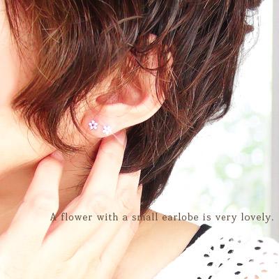 ピアス フラワー ダイヤモンド 0.1ct k18 ピンクトルマリン 10月誕生石 花 カラーストーン スタッド 18金 レディース ジュエリー