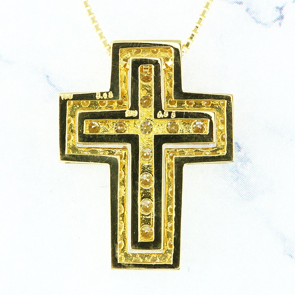 ネックレス メンズ クロス ダイヤモンド 1ｃｔ ペンダント 十字架 18金 イエロー ピンク ホワイトゴールド 3way 記念日 チェーン