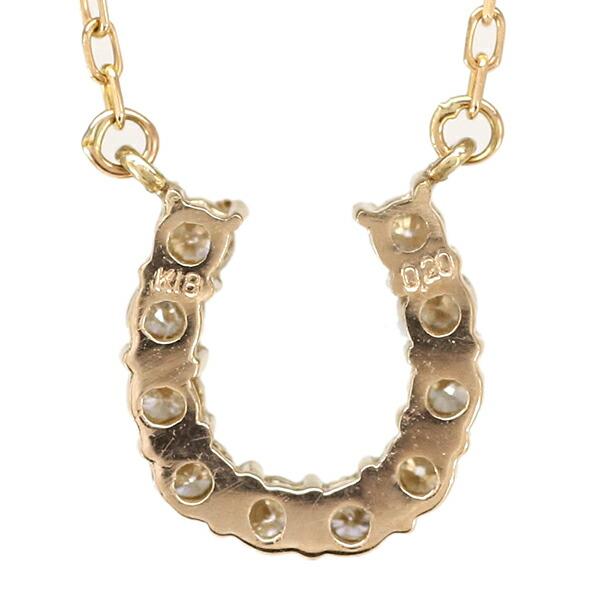 ネックレス レディース ジュエリー 馬蹄 ダイヤモンド 0.2ct 18金 イエロー ピンク ホワイトゴールド ペンダント ホースシュー
