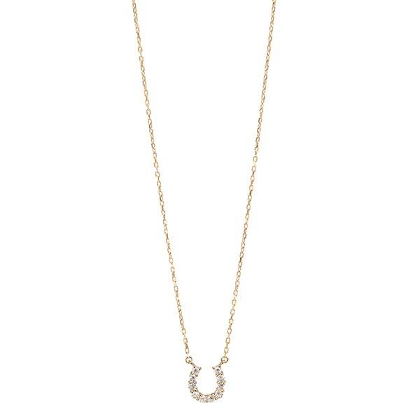 ネックレス レディース ジュエリー 馬蹄 ダイヤモンド 0.2ct 18金 イエロー ピンク ホワイトゴールド ペンダント ホースシュー