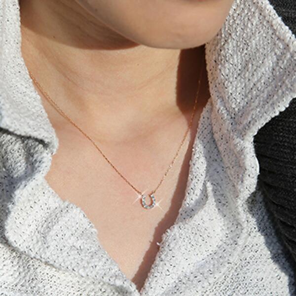ネックレス レディース ジュエリー 馬蹄 ダイヤモンド 0.2ct 18金 イエロー ピンク ホワイトゴールド ペンダント ホースシュー