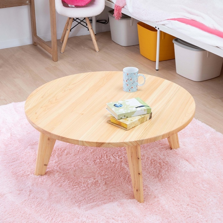 ［幅80］ MY ｜ ヒノキ 無垢天板 丸テーブル リビングテーブル ローテーブル センターテーブル 【在庫限り品・メーカー生産終了】