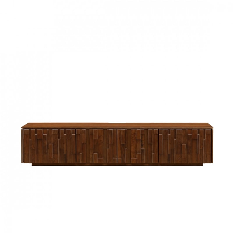 ［幅200］イーリス | テレビボード ウォールナット テレビ台 ローボード モザイクタイル 格子 リビングボード