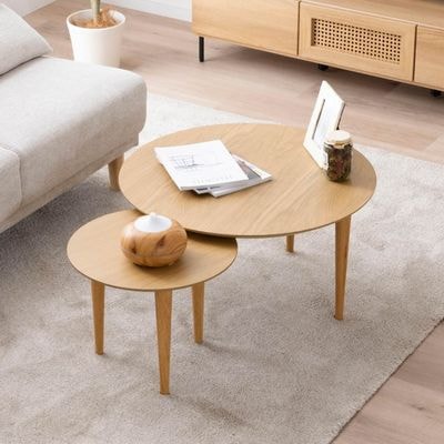 ［幅70-142］ ランス ｜ 伸長式 丸テーブル リビングテーブル ローテーブル センターテーブルのサムネイル1