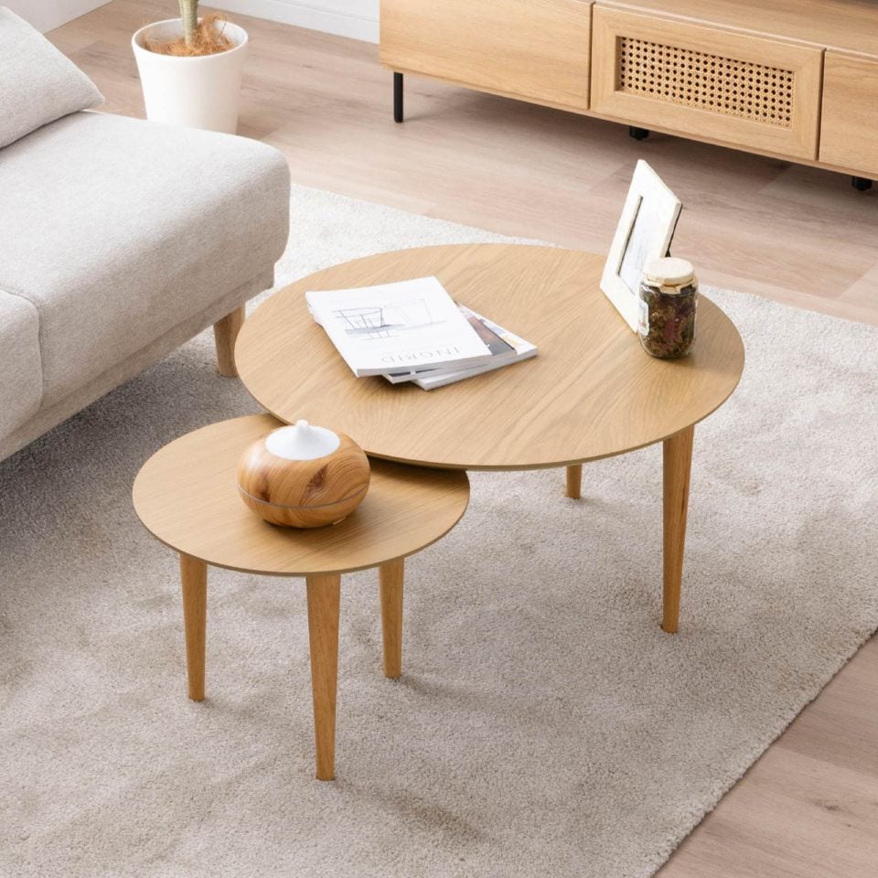 ［幅70-142］ ランス ｜ 伸長式 丸テーブル リビングテーブル ローテーブル センターテーブル