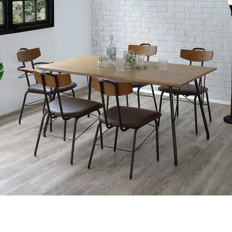 ダイニングテーブルセット スチール脚 ヴィンテージ調