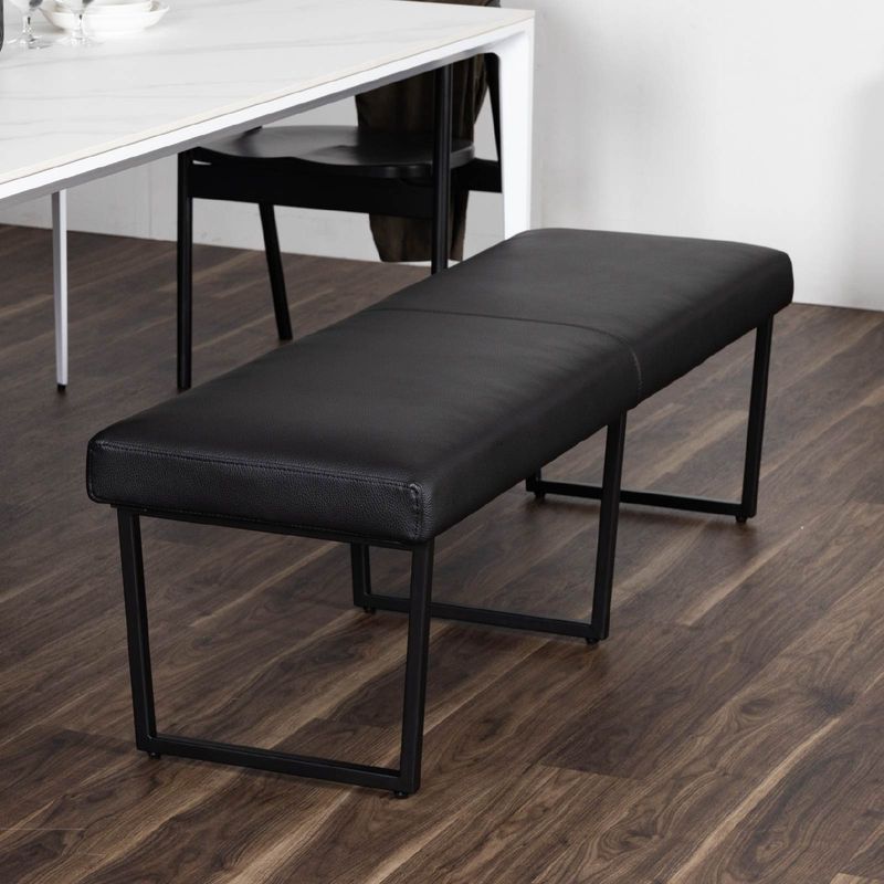 ［幅140］ ダイニングベンチ PVCレザー アイアン脚 ベンチ