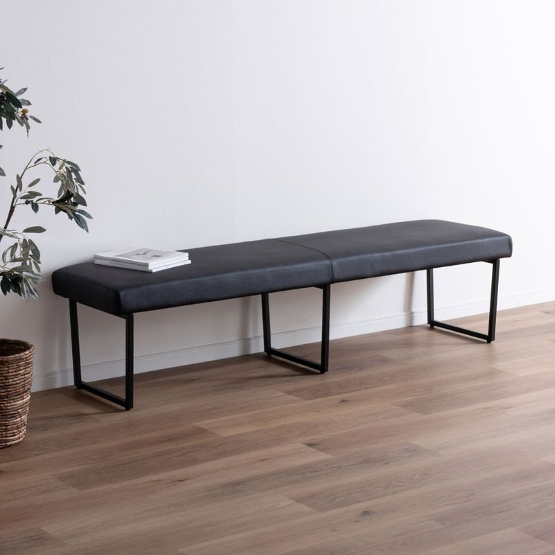 ［幅170］ ダイニングベンチ PVCレザー アイアン脚 ベンチ