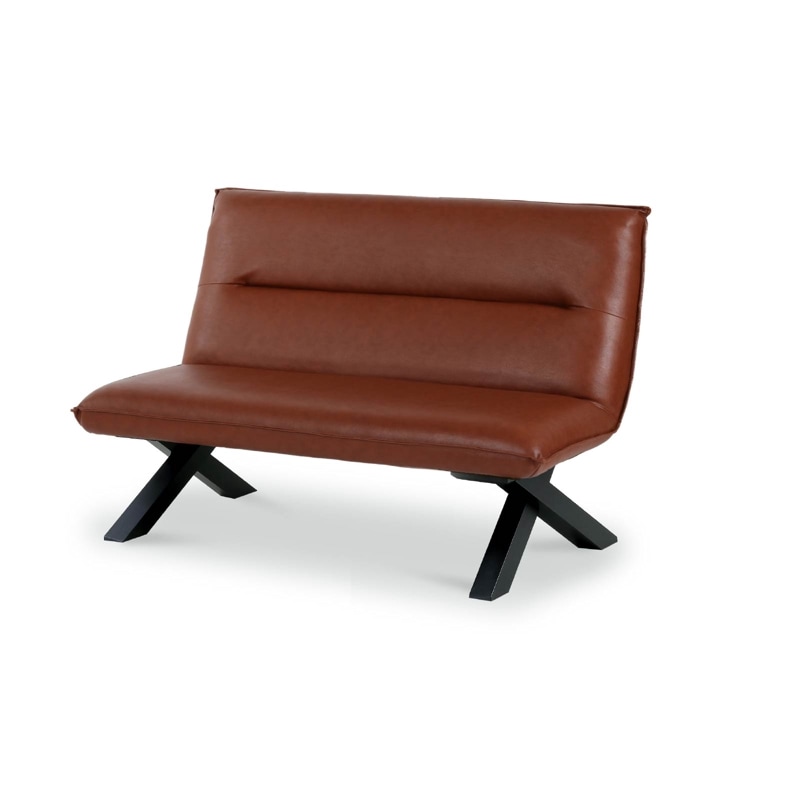 ［幅120/座面高42］ クレマ  |  ダイニングチェア ベンチ PVCレザー 背付き ソファ クロス脚