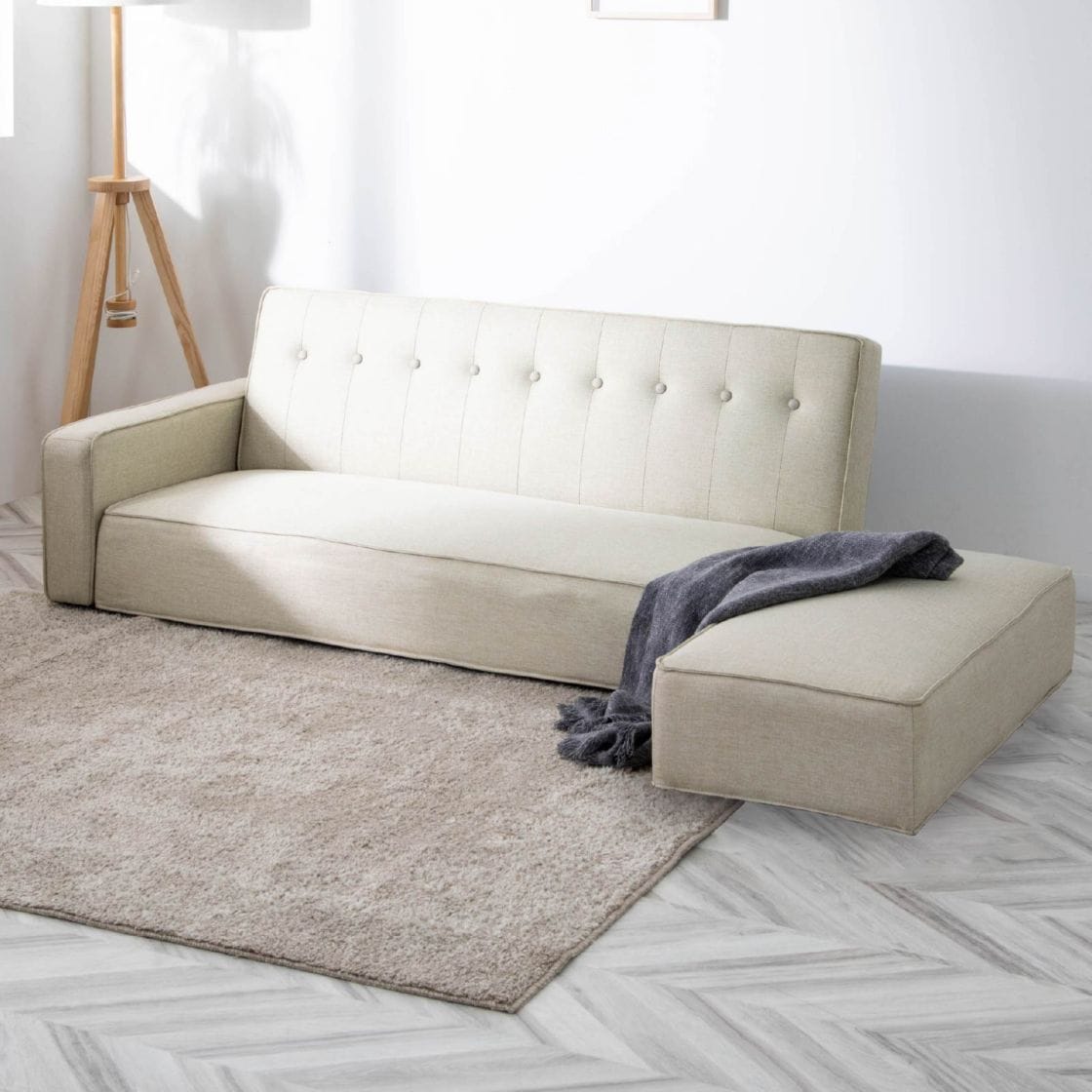 ［幅200］ ソファベッド シングル フロアソファ 北欧 ローソファ リクライニング カウチ ソファーベッド ファブリック オットマン スツール【在庫限り品・メーカー生産終了】