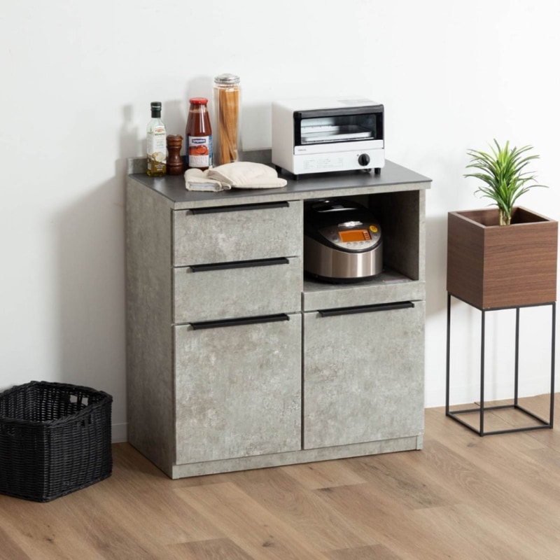 ［幅80］ オレゴン ｜ セラミック キッチンカウンター 収納 大容量【※翌10営業日後に出荷】