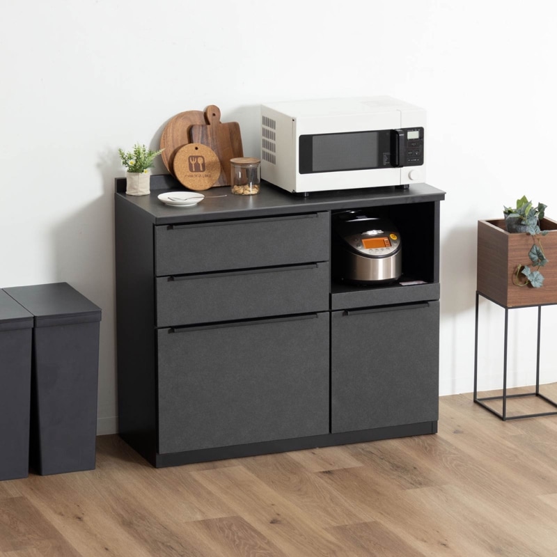 幅160］ セラミック天板 キッチンカウンター ｜ ゴミ箱収納 分割可