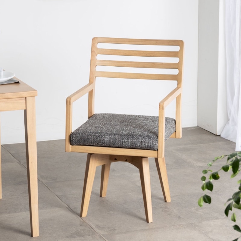 カミラチェア(ダイニングチェア) 座面高44］ カブラ ｜ 肘付き 回転 ダイニングチェア