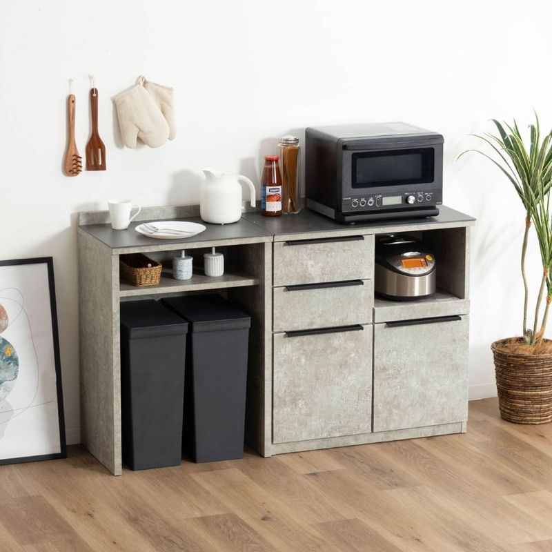 幅140］セラミック キッチンカウンター ｜傷・汚れに強い天板 大容量