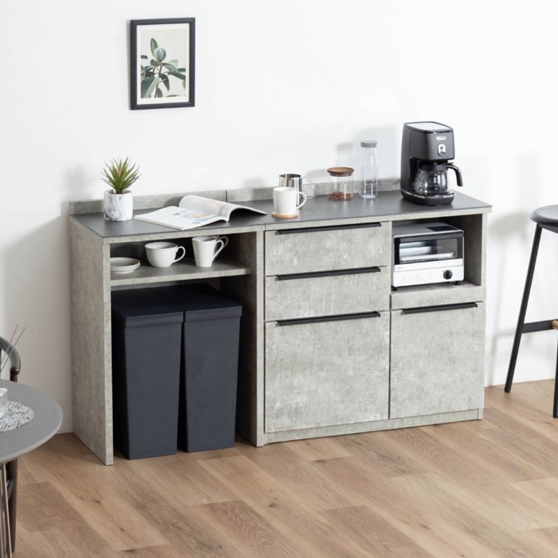 ［幅150］ オレゴン ｜ セラミック キッチンカウンター 収納 大容量 ゴミ箱スペース【※翌10営業日後に出荷】