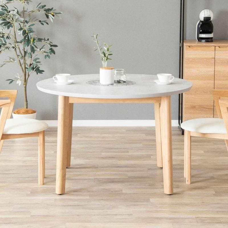 ［幅110］ スカルノ ｜ メラミン化粧板 丸テーブル ダイニングテーブル