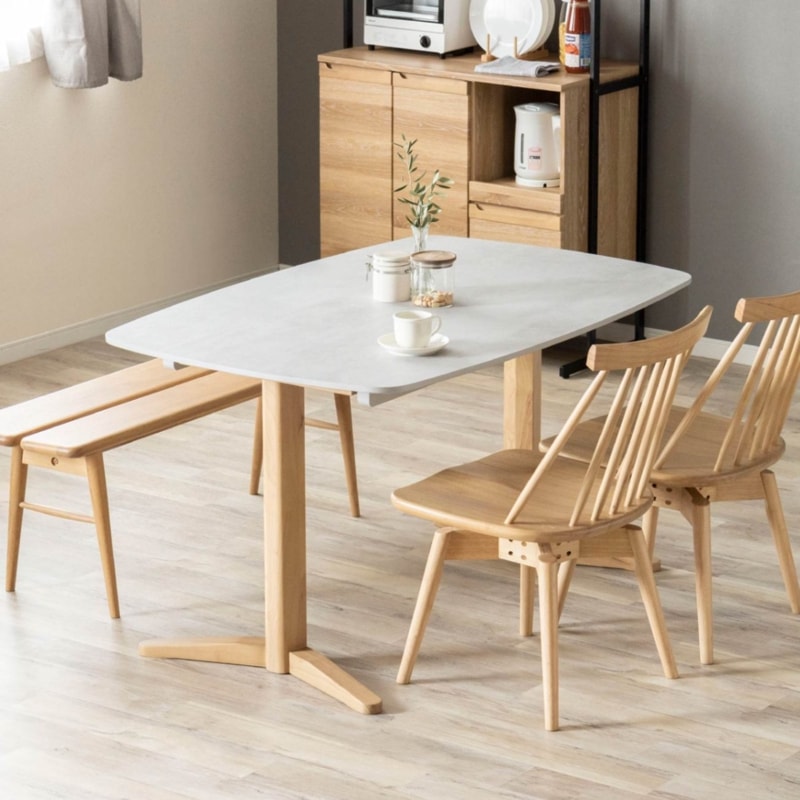 最終値下げ⭐︎メラミン化粧板 ダイニングテーブル 140x80cm グレー 幅130］ レクサンド ｜ メラミン化粧板 ダイニングテーブル