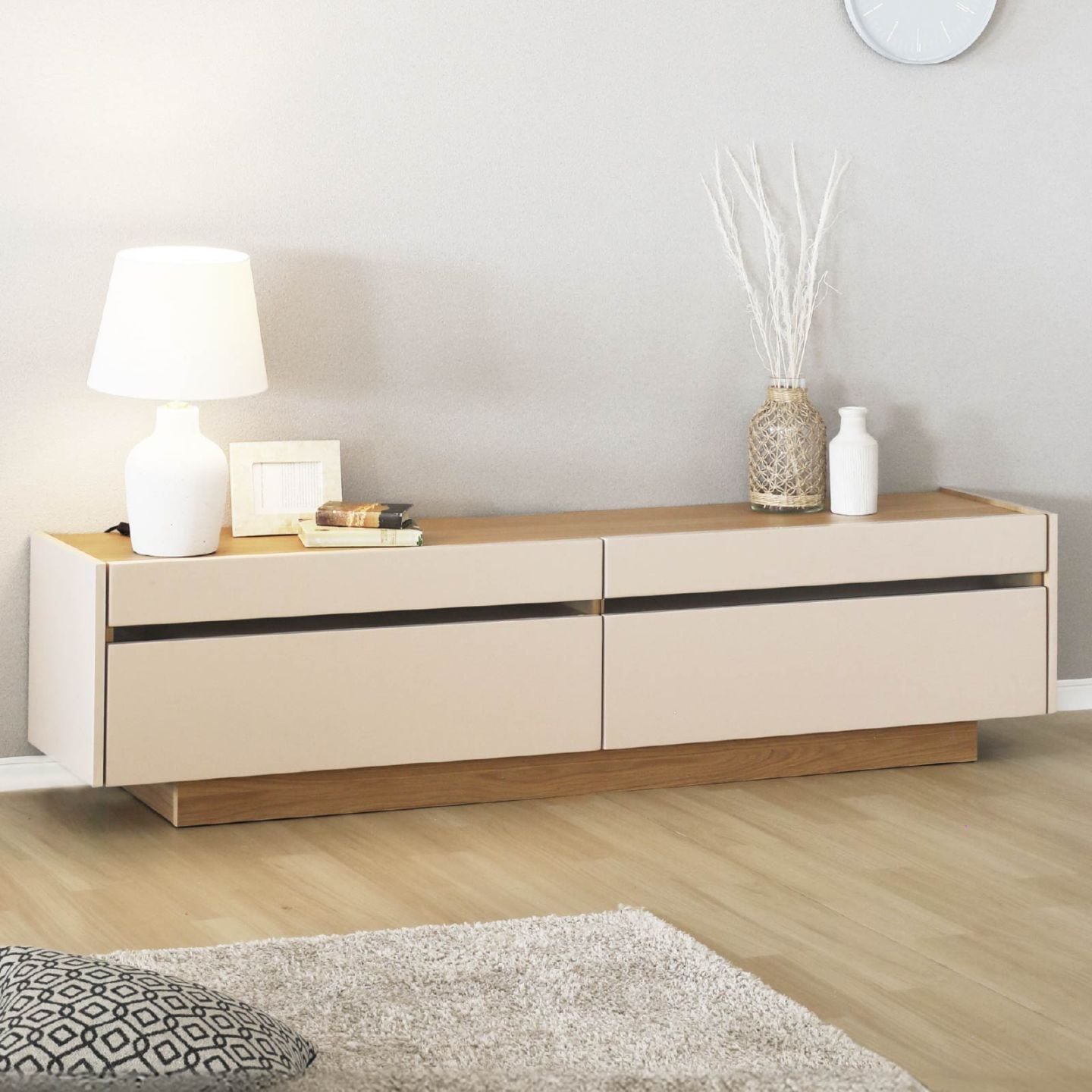 ［幅180］ ヌーボ ｜  塩ビシート テレビボード ニュアンスカラー 木目の商品画像