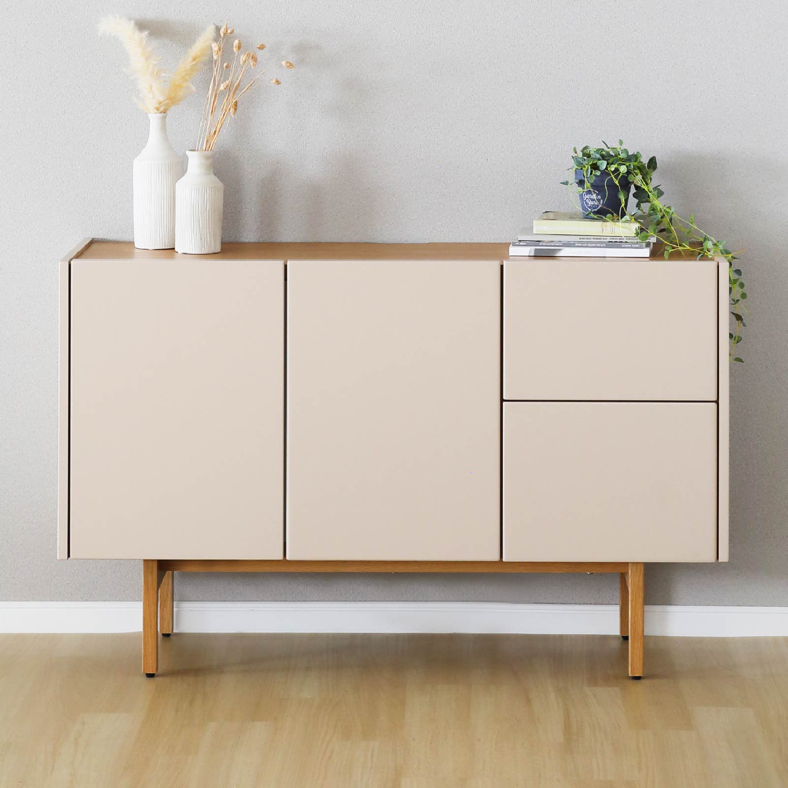 ポヨっページ 幅120］ ヌーボ ｜ 塩ビシート サイドボード ニュアンスカラー 木目