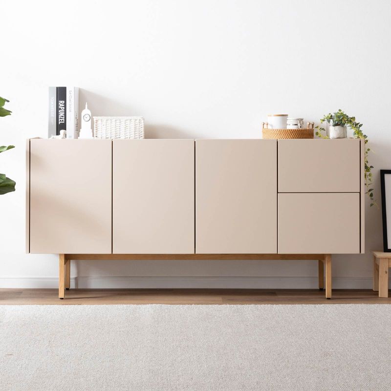 ［幅160］ ヌーボ ｜  塩ビシート サイドボード ニュアンスカラー 木目