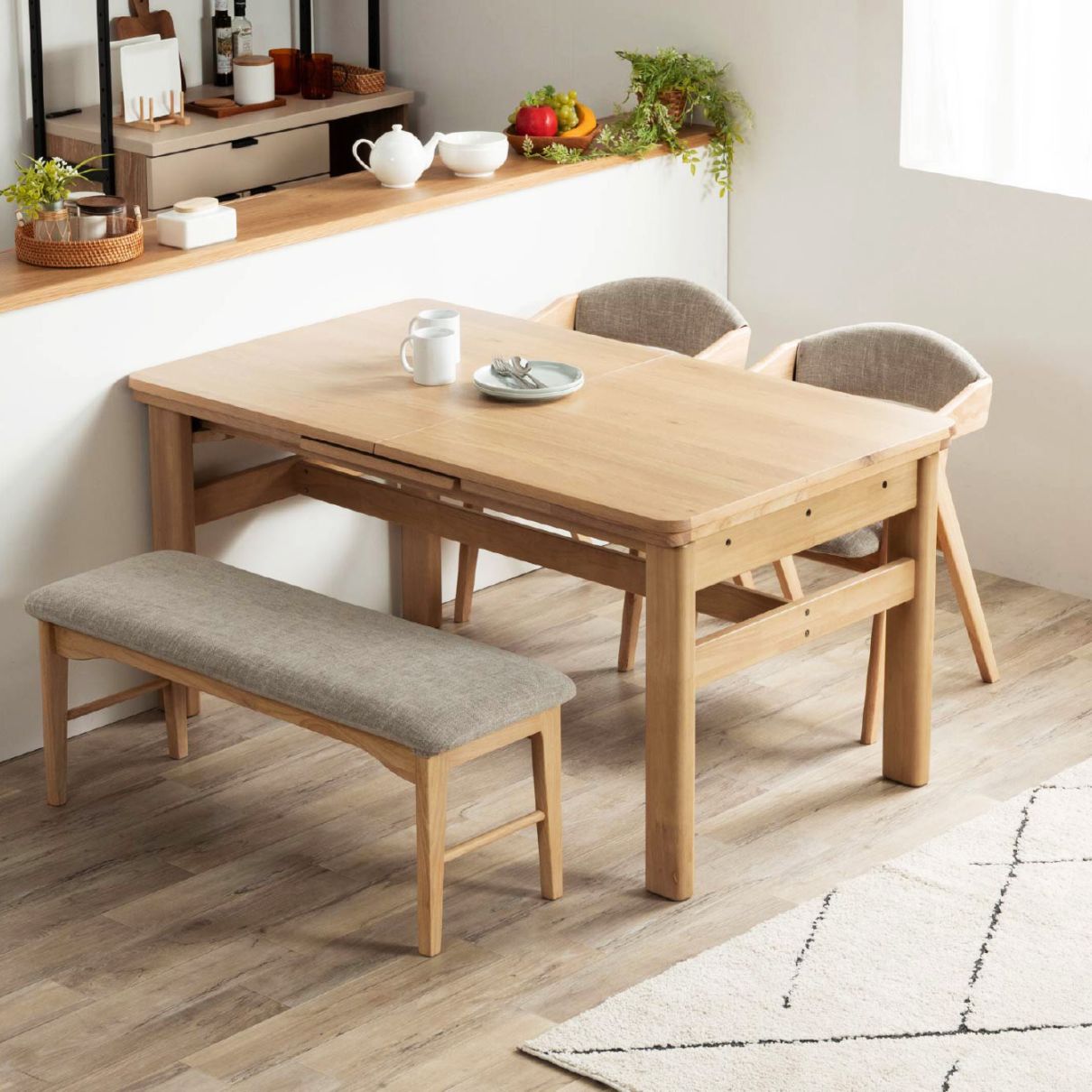 ibata オーク突板 伸縮テーブル 伸長式テーブル l Rifaction(リファクション) l 株式会社イバタ