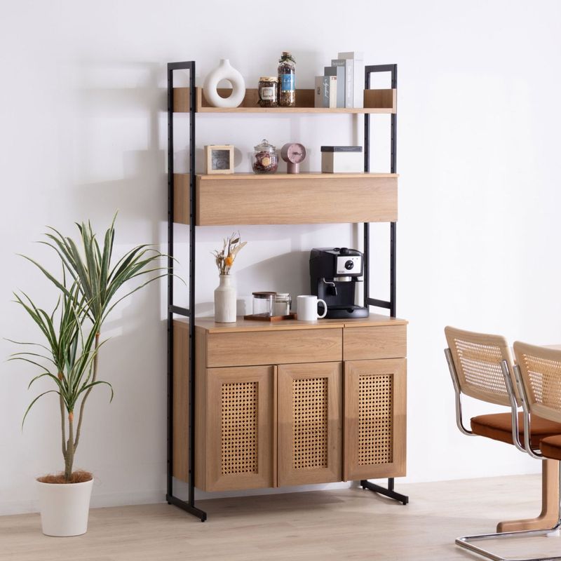 ［幅90］ リシュ ｜ オープン収納 食器棚 キャビネット