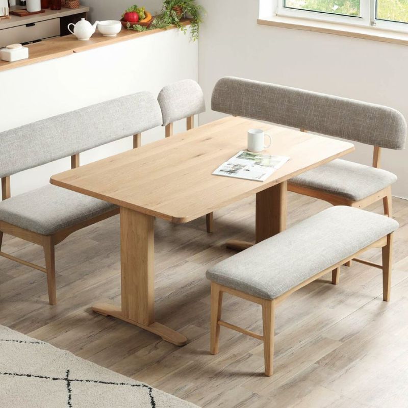 幅140］ ダイニングテーブル 2本脚 オーク 無垢材