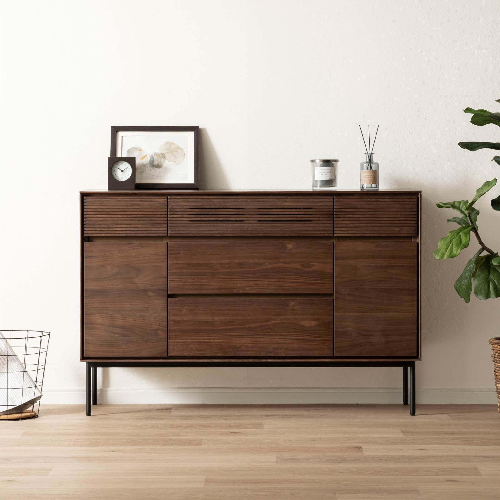 ［幅120］ 突板 収納 アイアン脚 チェストの商品画像