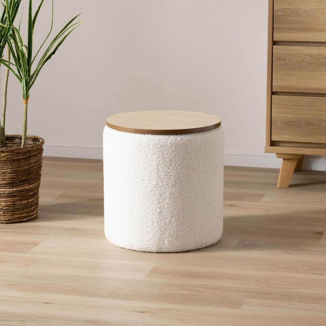 ［座面高さ42.8］ ノア ｜ 収納付き 丸 韓国風モダン スツールの商品画像