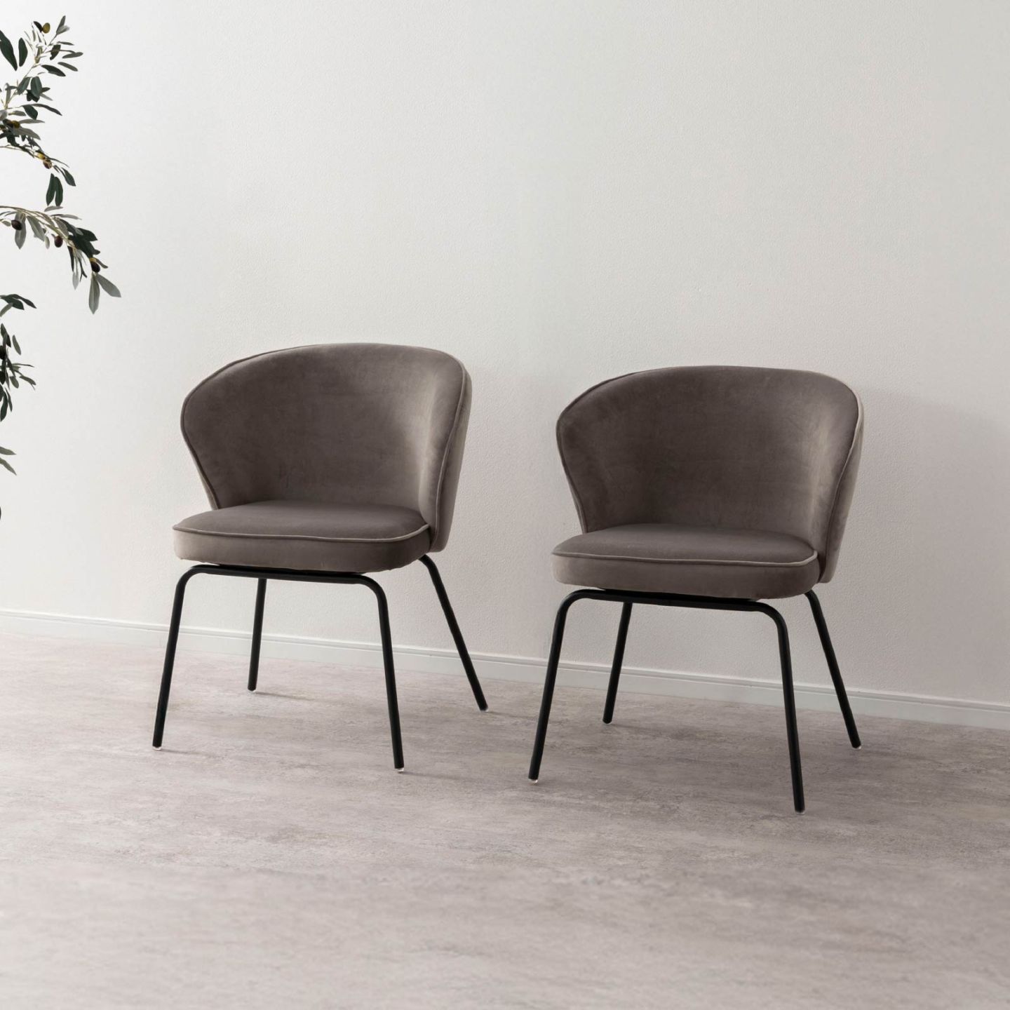 【2脚セット】［座面高さ47］ サリーナ ｜ アイアン脚 モダン ファブリック ダイニングチェアの商品画像