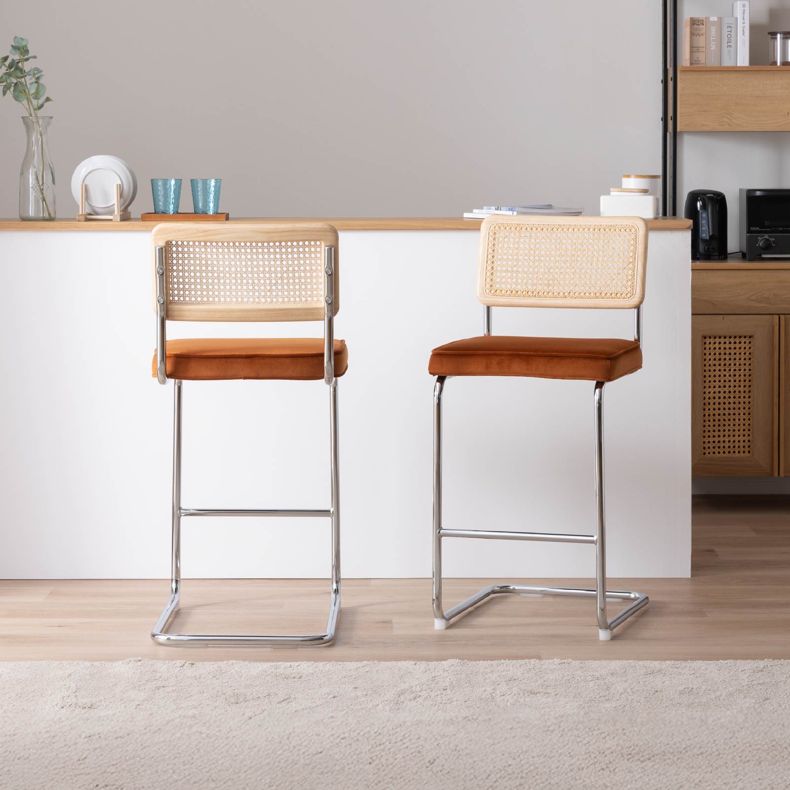 【2脚セット】［座面高さ95］ カンタレーヴァ ｜ アイアン脚 モダン ファブリック PUレザー ダイニングチェアの商品画像