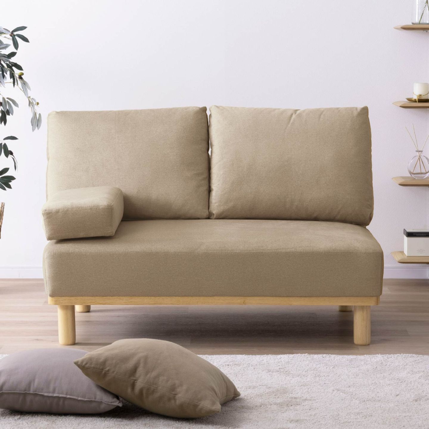 幅121］ MU-02 ｜ 2人掛け 高機能生地 お子様 ペット 脚付き ソファ