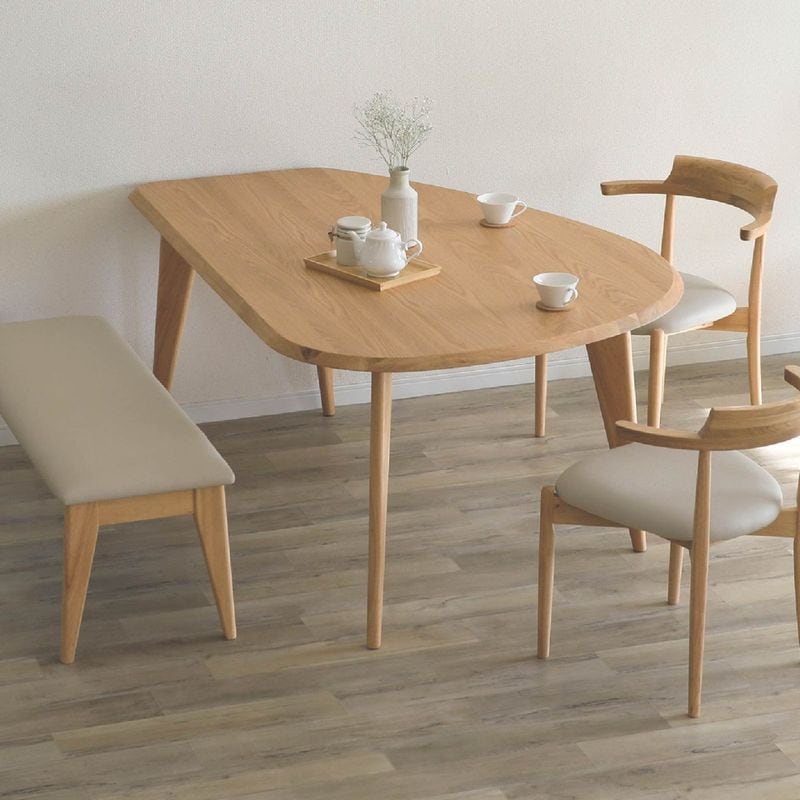 幅160］変形ダイニングテーブル ｜壁付け可能 北欧ナチュラル 木製