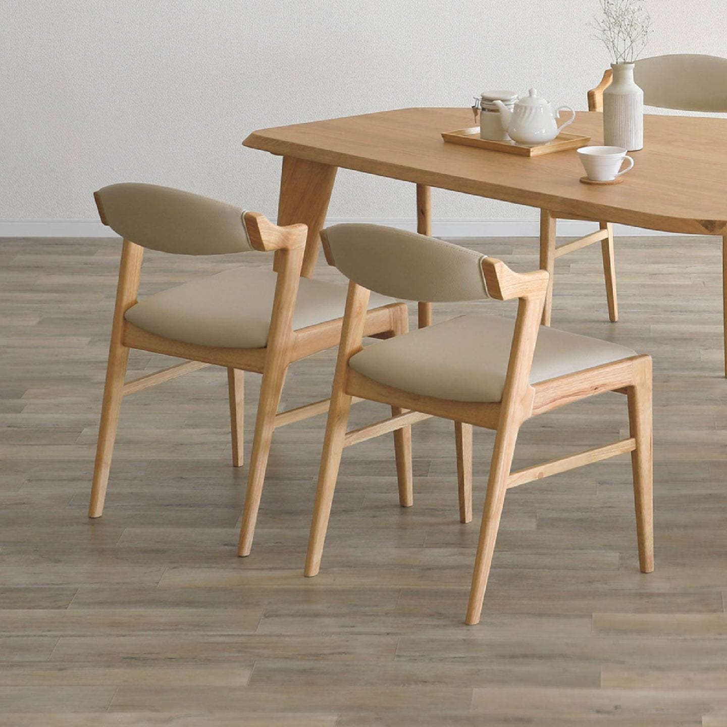 【2脚セット】［座面高44.5］ ラバー材 PVCレザー スタイリッシュ シンプル ダイニングチェア