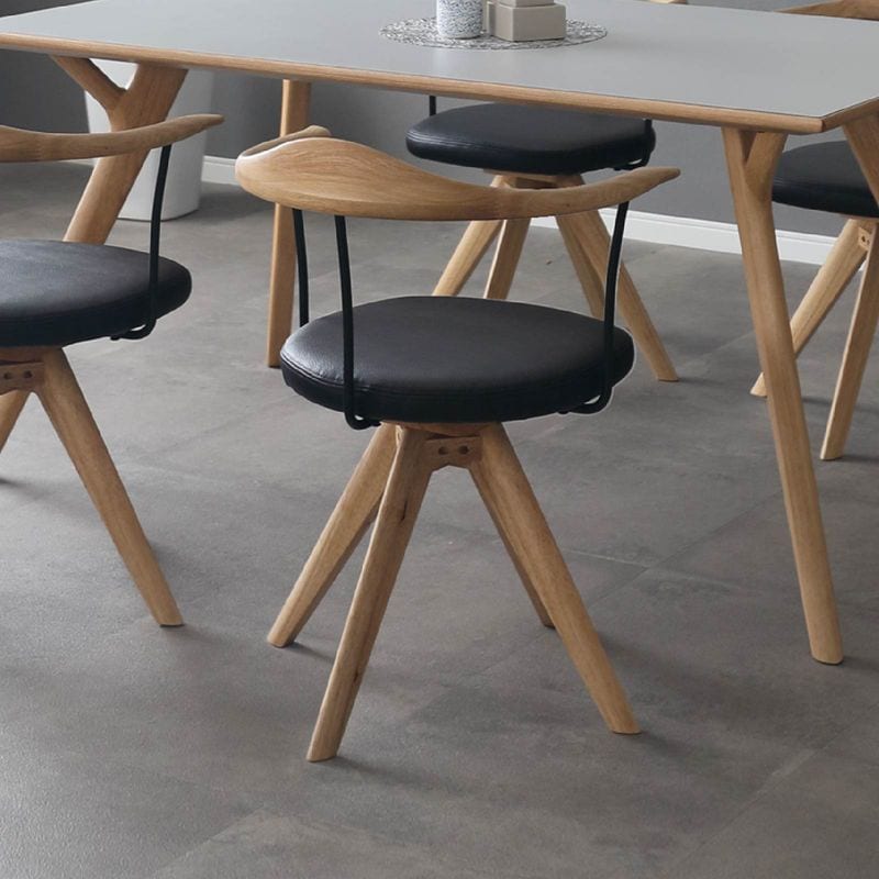 座面高44］ 軽量 無垢材 アイアン 肘付き 回転 ダイニングチェア