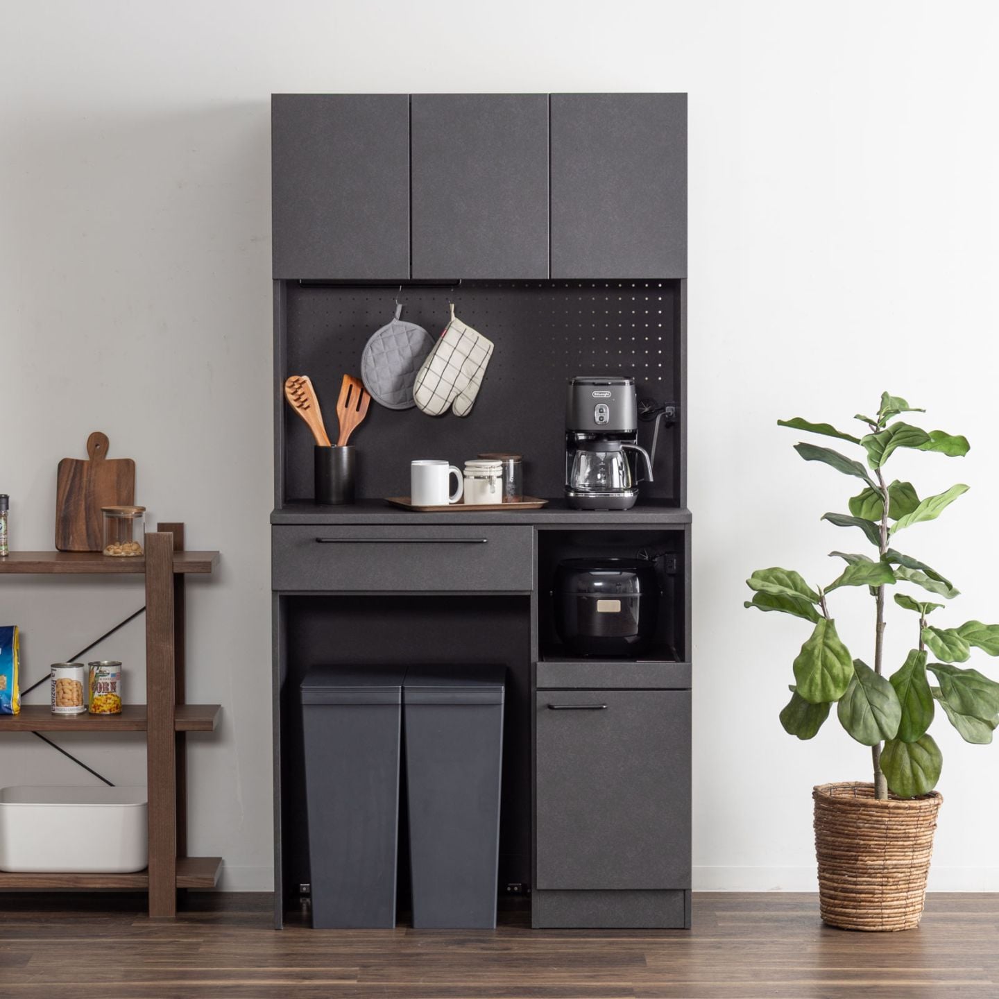 ［幅90］ マイズ ｜ 収納 ゴミ箱 スライド棚 食器棚 キッチンボードの商品画像